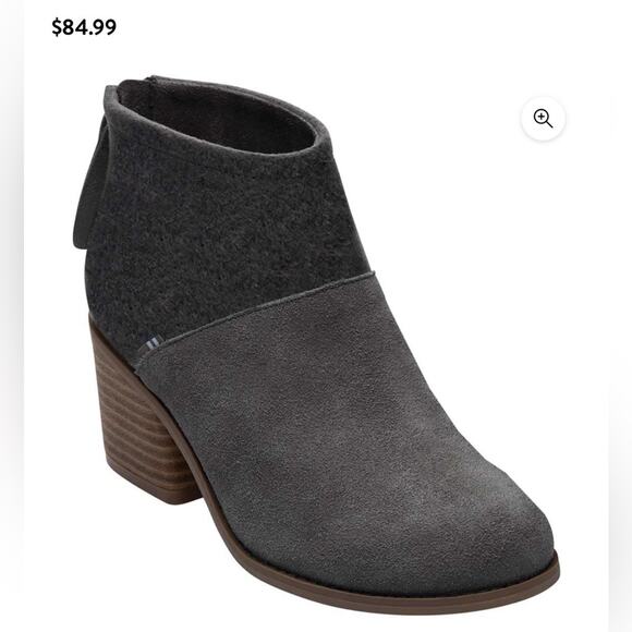 Toms Shoes - NEW Women's TOMS Lacy Bootie Forged Iron Grey Suede/Felt 5‎ $85 ankle boots Nice